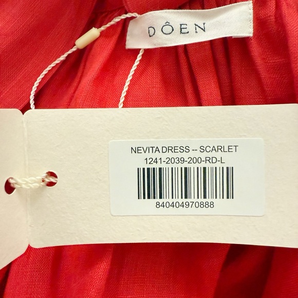 NWT DÔEN Nevita Linen Midi Dress in Scarlett Size L - Picture 14 of 16